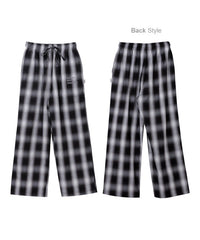 Gradient plaid loose wide-leg pants