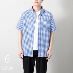 Plaid plain short-sleeved shirt Plaid shirt