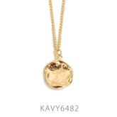 Embossed Metal Coin Pendant Necklace